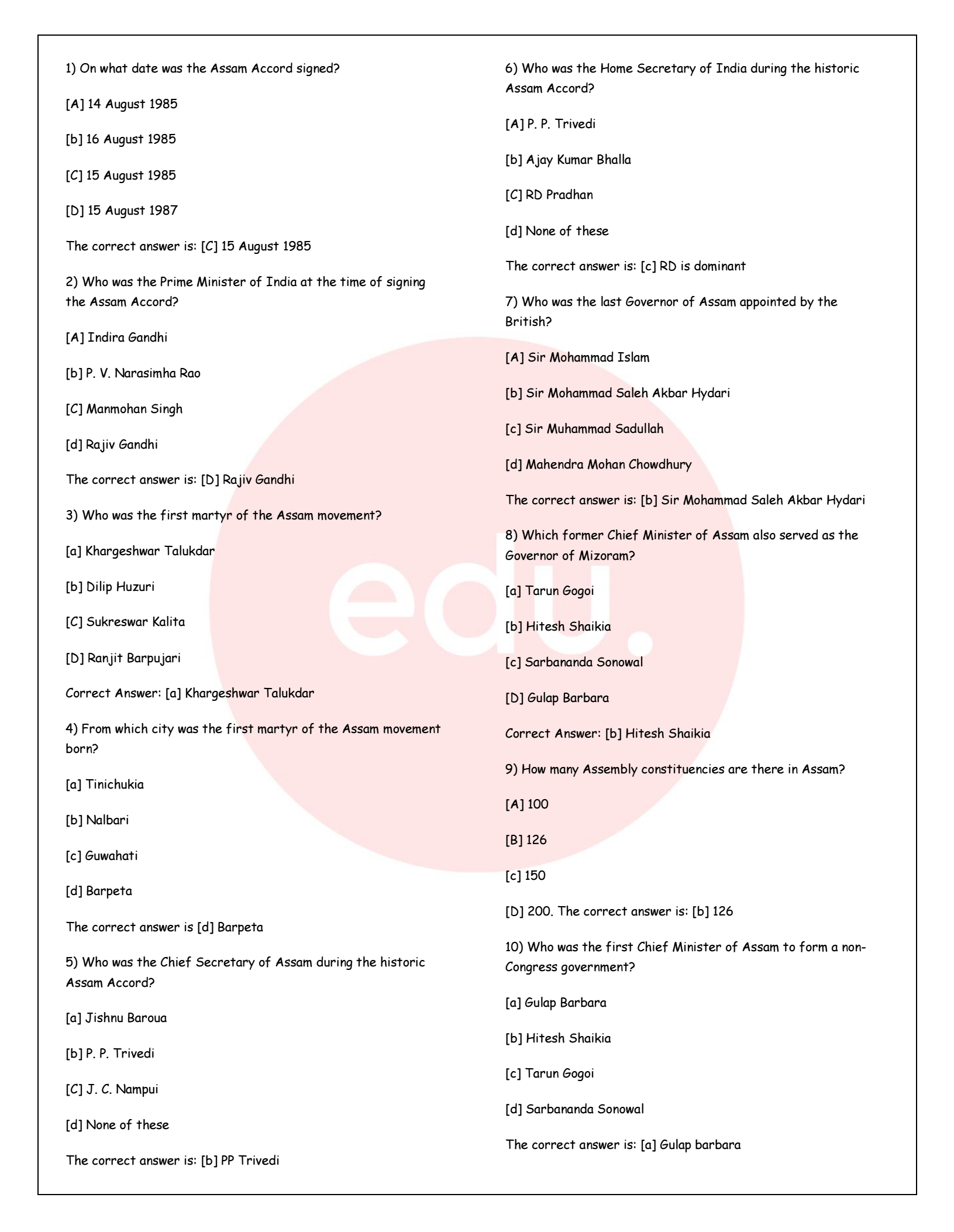Assam Polity MCQ - Image 2